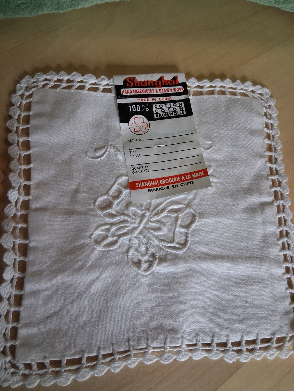 Vintage Shanghai 100% Cotton White Butterfly Embroidery Tiny Square Pillow Cover